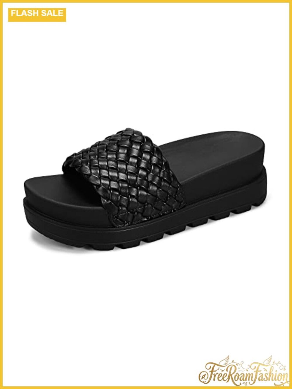 Chunky Platform Braided Slide Sandals Vegan Slip On Casual Beach